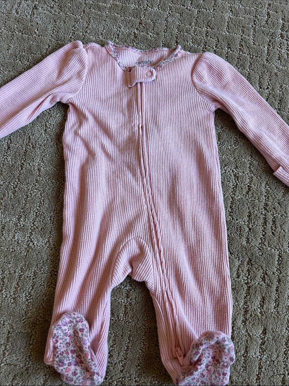 Carter's Light Pink Ribbed Footed One-Piece